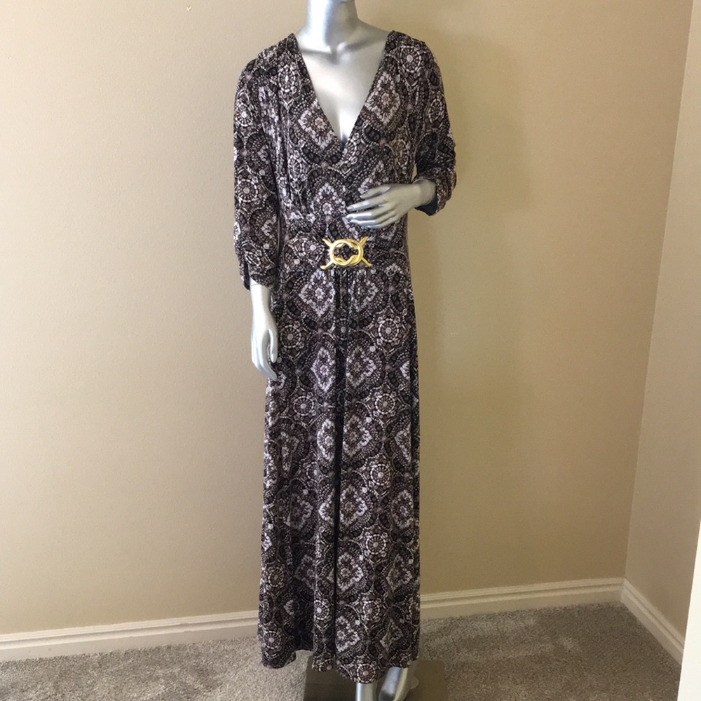 LIZ LANGE Jersey Maxi Dress 3/4 Sleeves